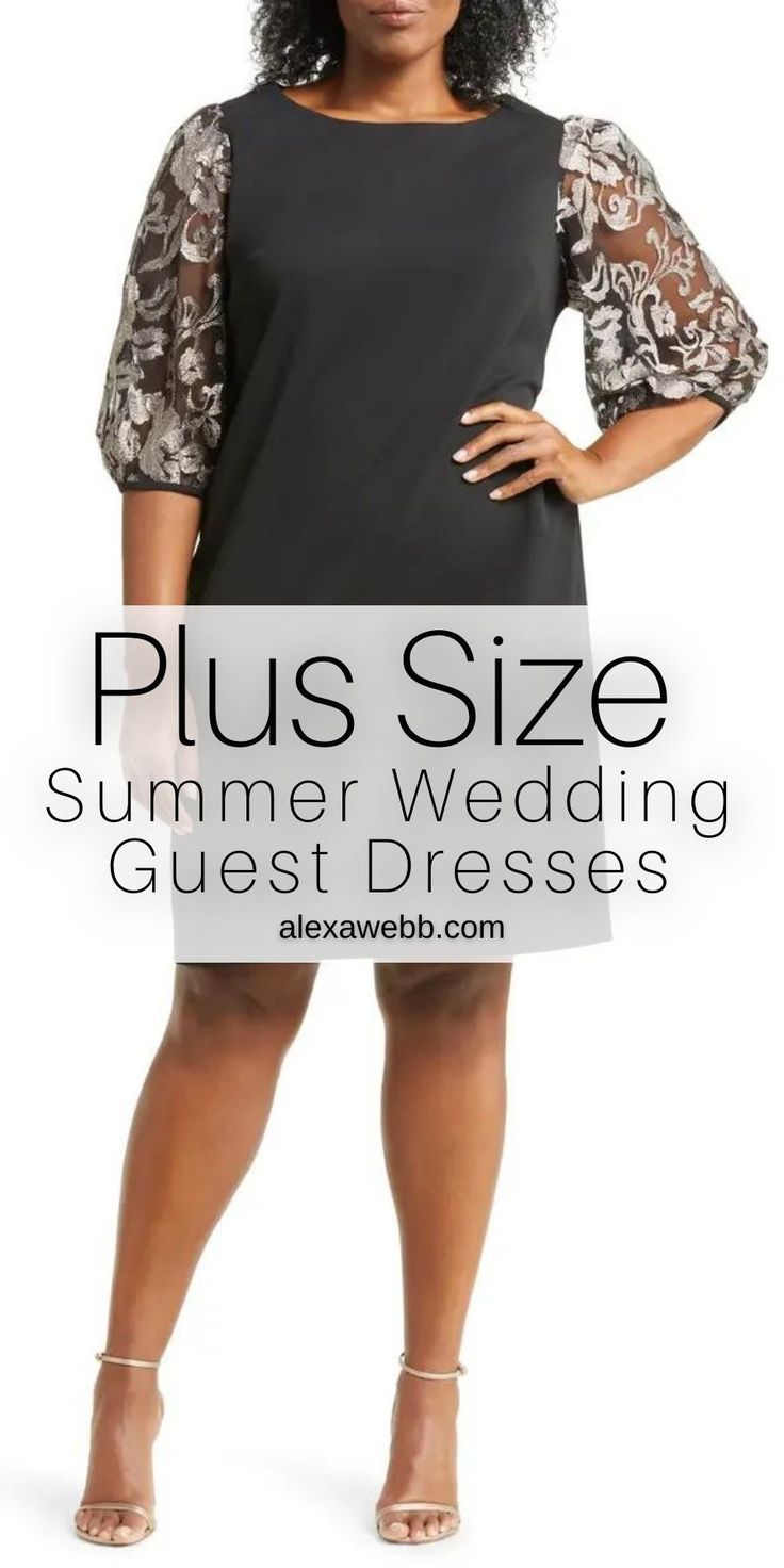 the plus size summer wedding guest dresses are available in black, white and grey colors
