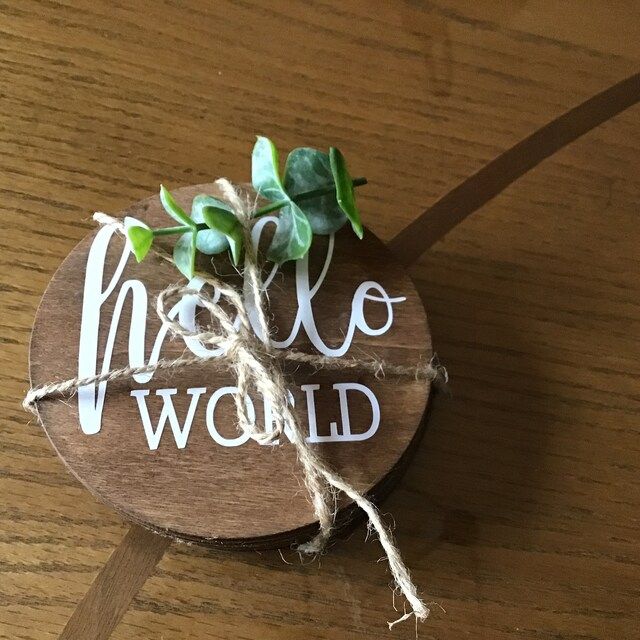 a piece of wood that has some plants on top of it with the words, peace would