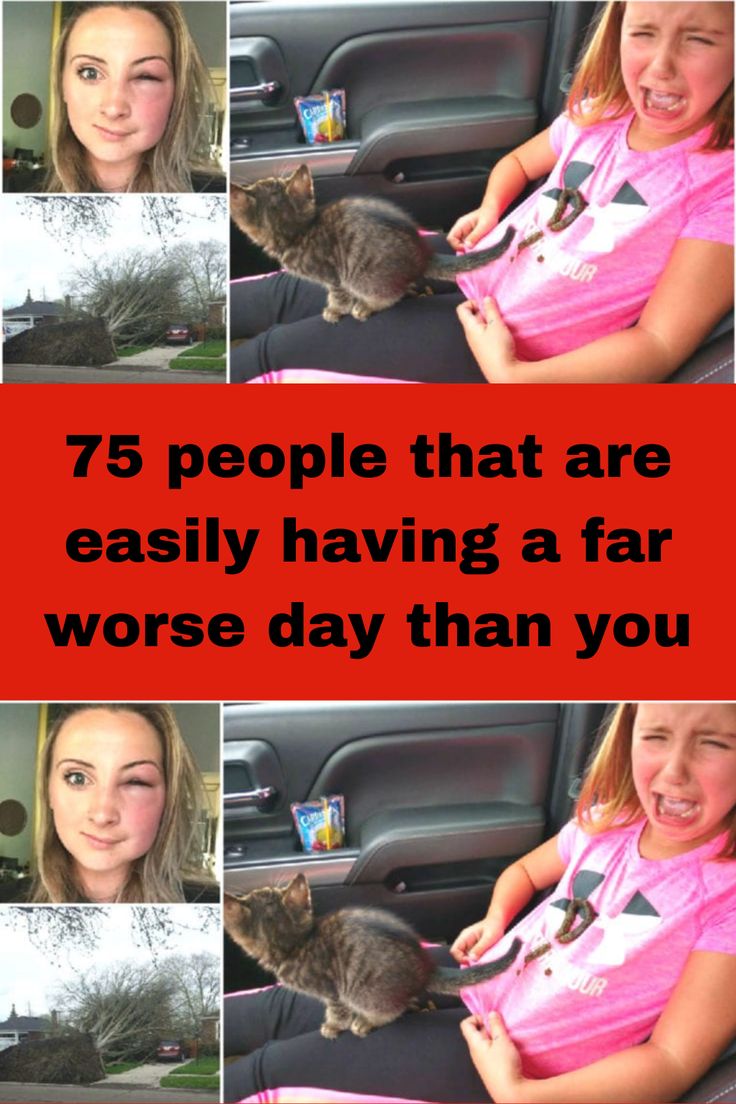 a collage of photos with the caption 75 people that are easily having a far worse day than you