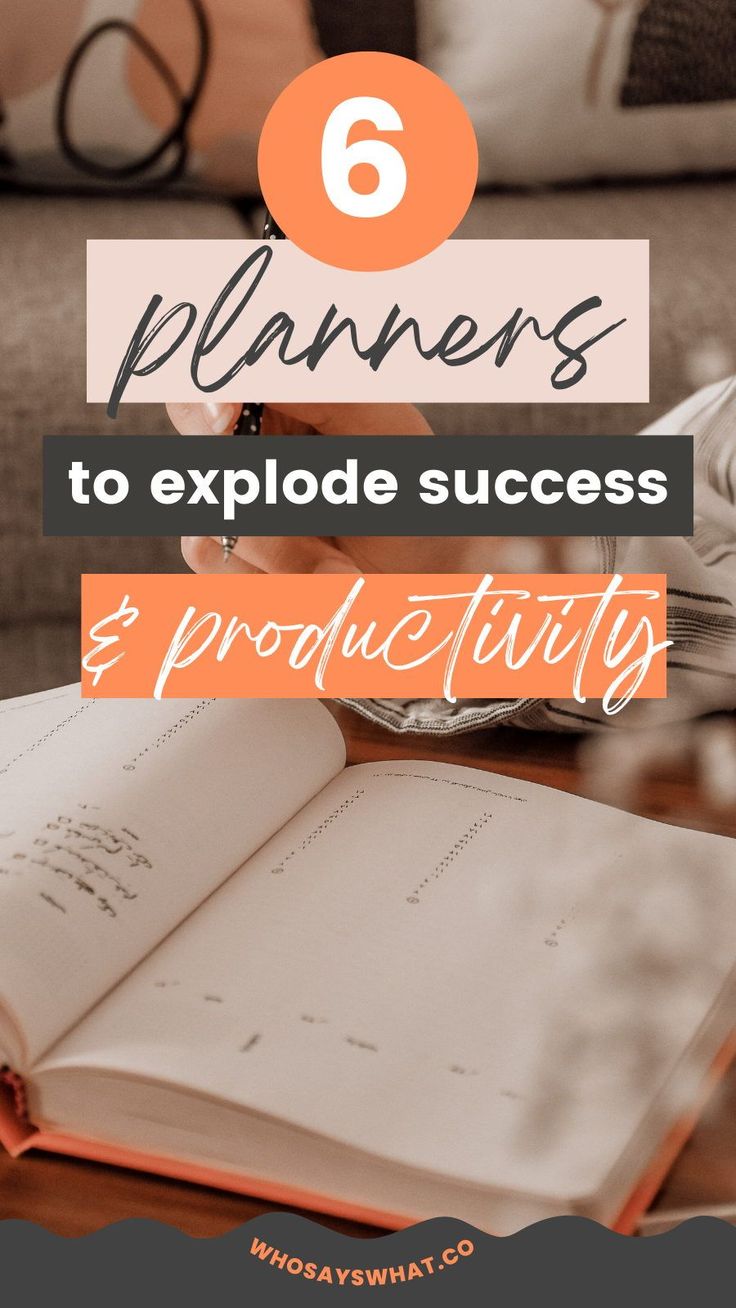 an open book with the title 6 planners to explode success and produce tips on it