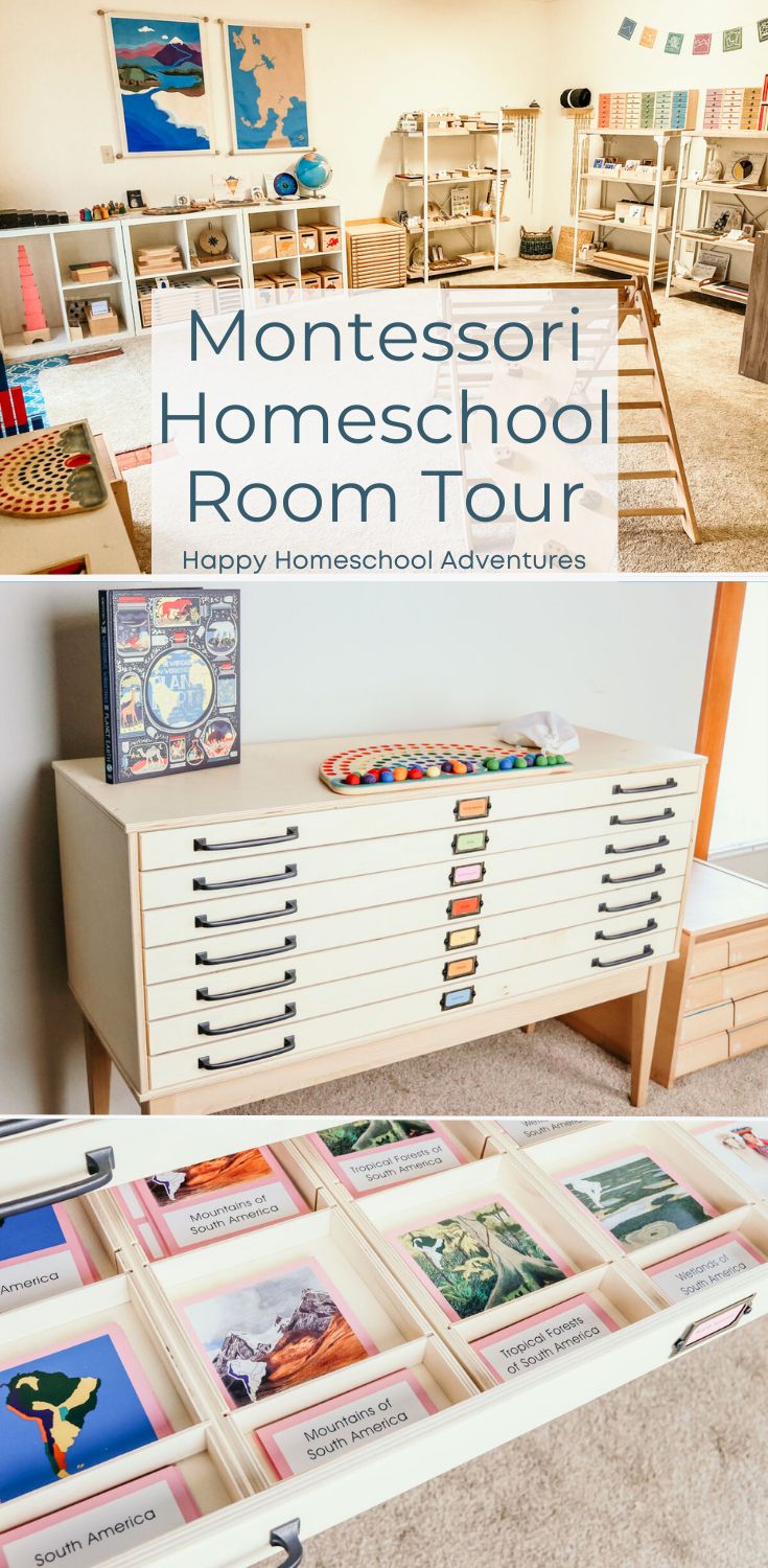 the montessor homeschool room tour is filled with books, toys and crafts