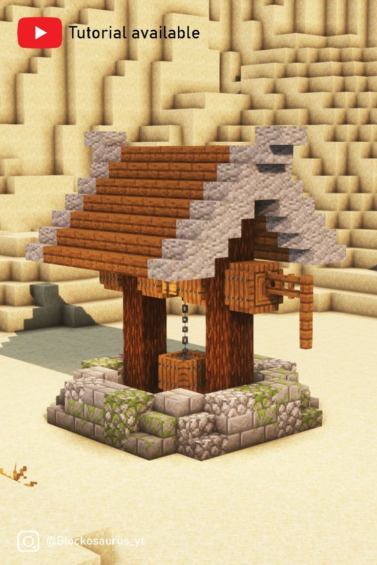an image of a small building made out of wood and stone with text overlaying it