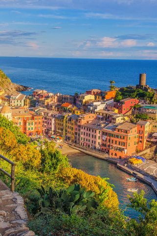 an aerial view of the town of vernazza on the cinquer coast