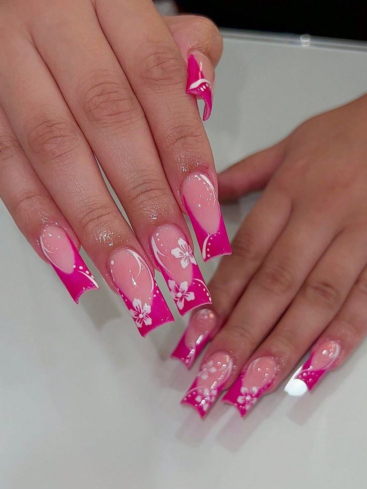 24pcs Sweet Cherry Blossom Printed Full Cover False Nails With Pink Color For Women's Daily Wear | SHEIN USA Nail Designs, Acrylics, Nail Swag, Cute Nail Designs, Pedicure Nails, Red Nail Art Designs, Red Nail Designs, Nail Inspo, Pink Nail Art Designs