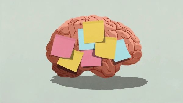 an image of a brain with sticky notes on it