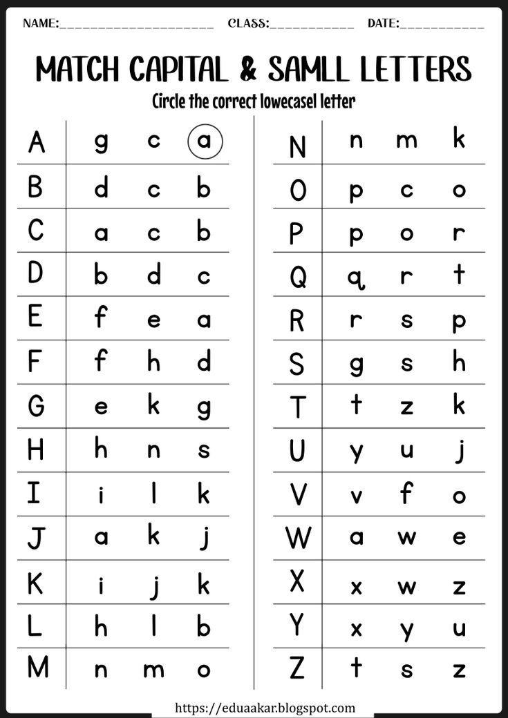 the capital and small letters worksheet