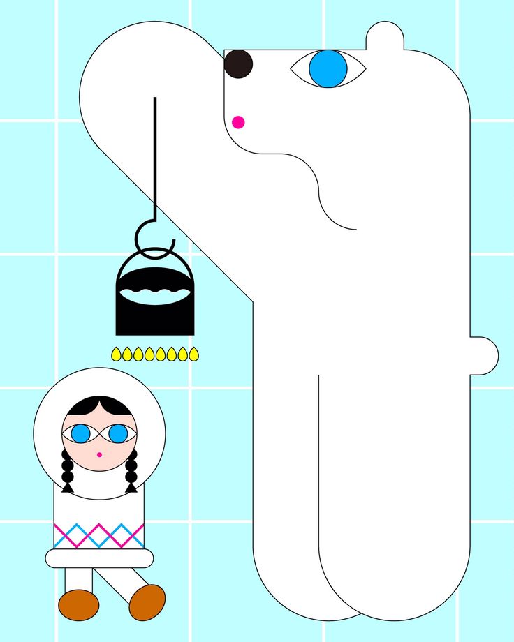 a polar bear is hanging from the ceiling next to a girl with sunglasses and a hat
