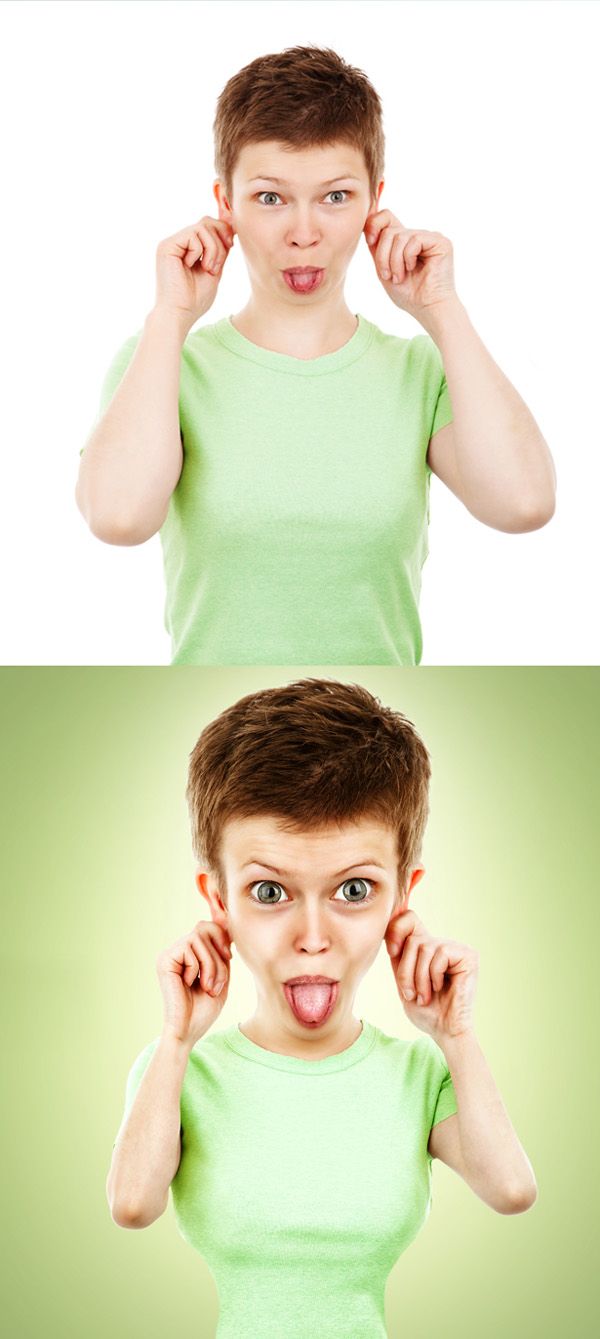 two different images of a woman making funny faces