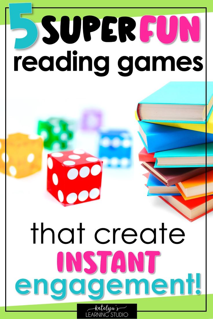 an image of some dices and books with the words 5 super fun reading games that create instant engagement