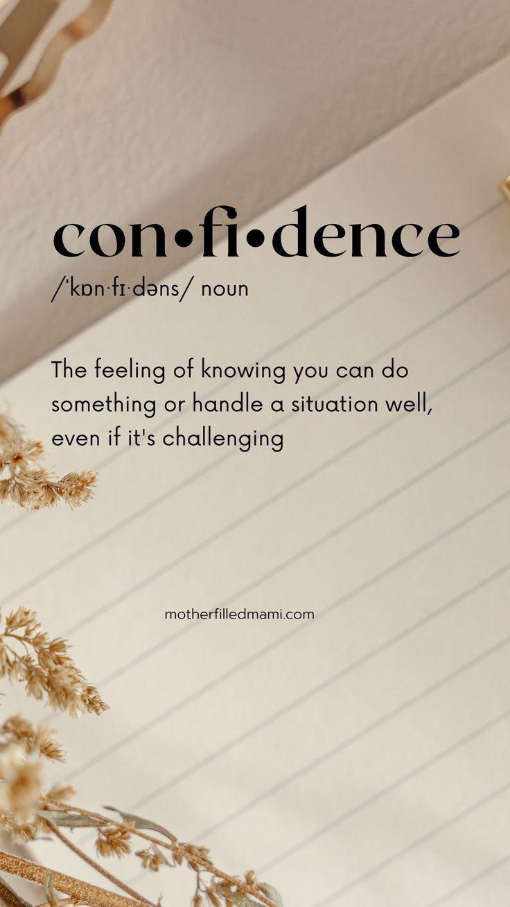 a notepad with the words, confidence on it