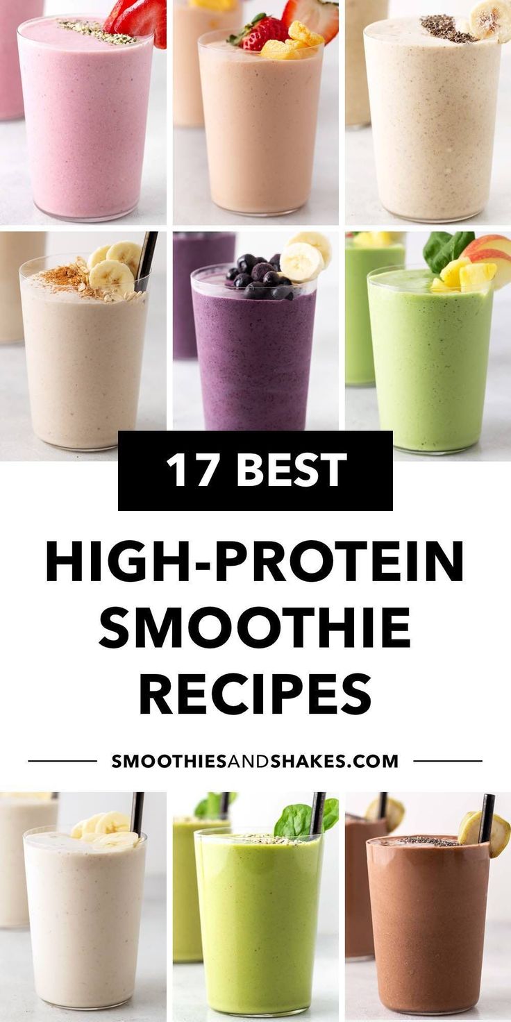 For a delicious way to boost your protein intake, make these 5-minute high-protein smoothies. Enjoy one after working out or whenever you need a filling snack. #proteinsmoothies #highproteinsmoothies #smoothierecipes #proteinshakes High Protien Smoothies, High Protein Breakfast Shakes, Healthy High Protein Smoothies, High Protein Shake Recipes, High Protein Breakfast Smoothies, Healthy Protein Shake Recipes, Protien Smoothies Recipes, Protein Smoothie Recipes Healthy, Best Breakfast Smoothies
