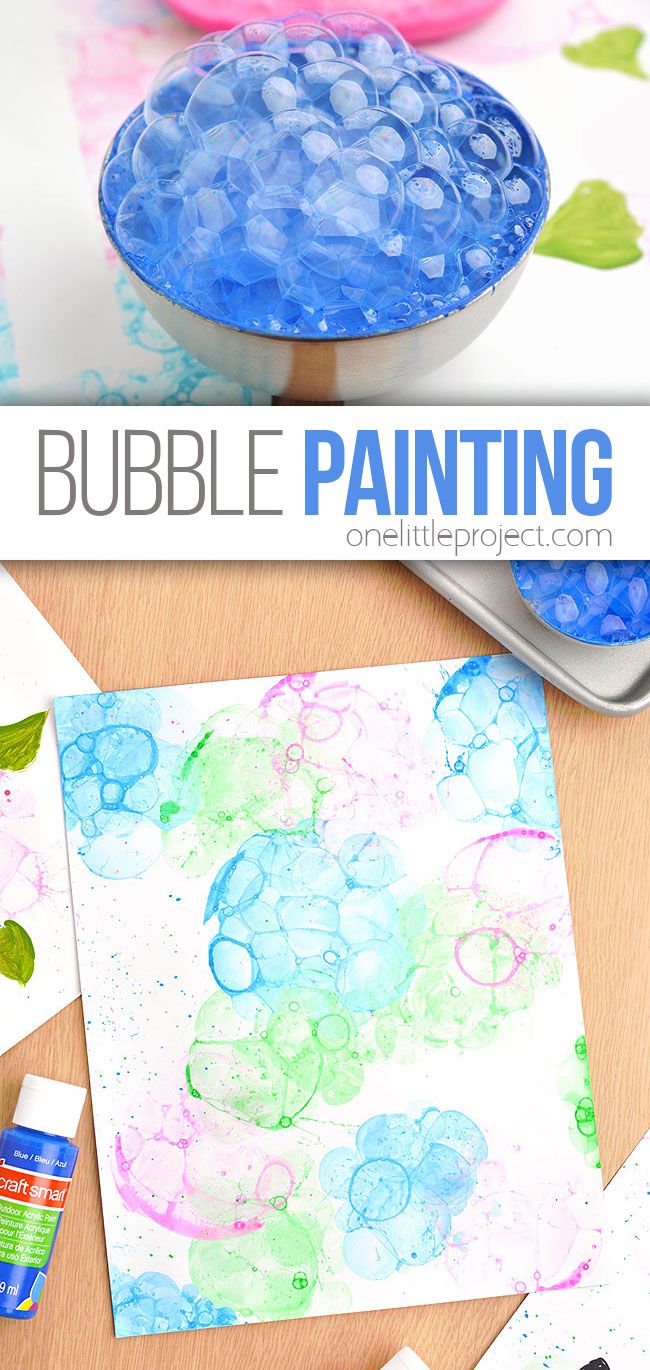 bubble painting is an easy art project for kids to do with watercolor paper and glue