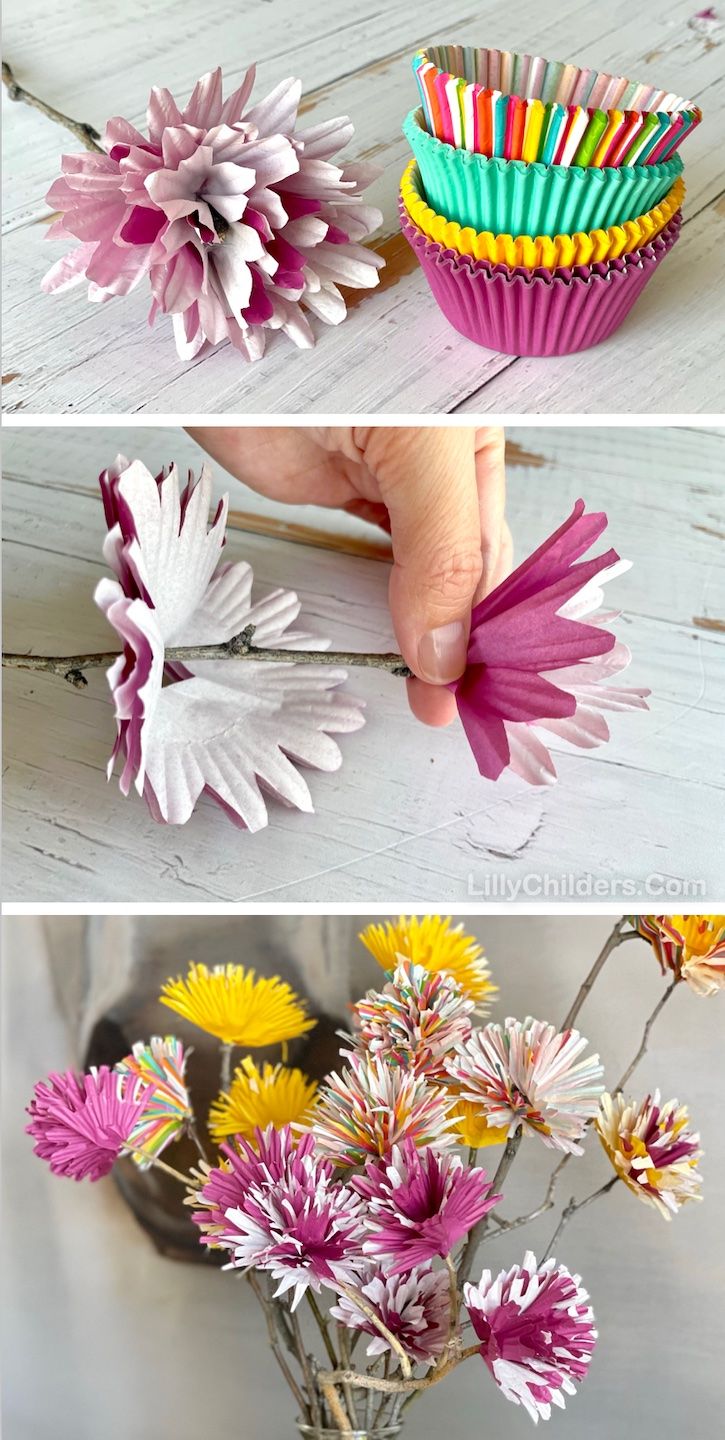 the process of making flowers out of paper