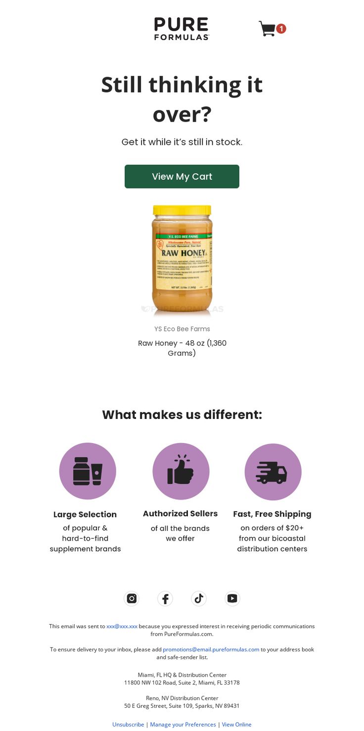 the landing page for pure vitamins