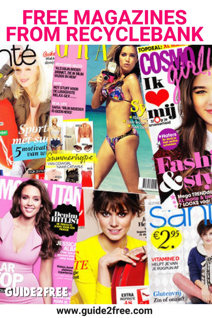 magazines with pictures of women in bikinis and the words free magazines from recyclebank