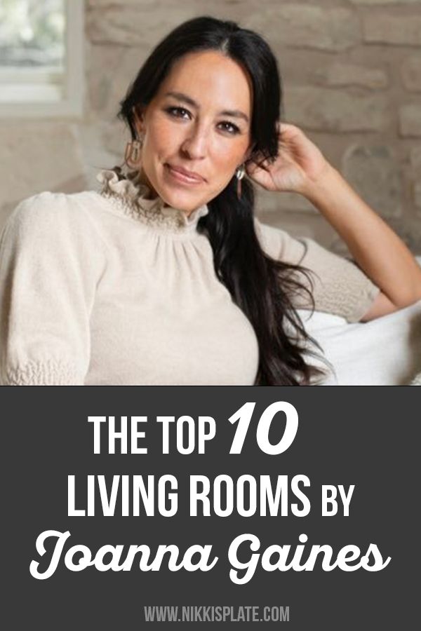 a woman sitting on top of a couch in front of a brick wall with the words'the top 70 living rooms by joanna garnes '