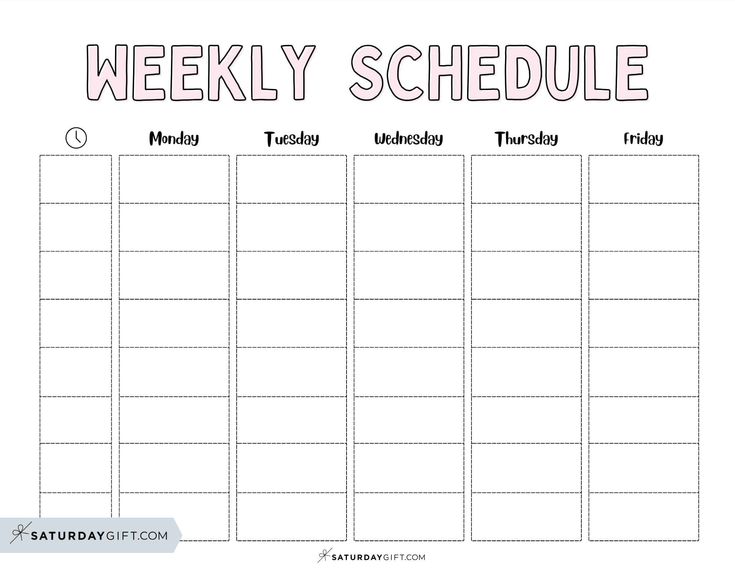 a printable weekly schedule for the week