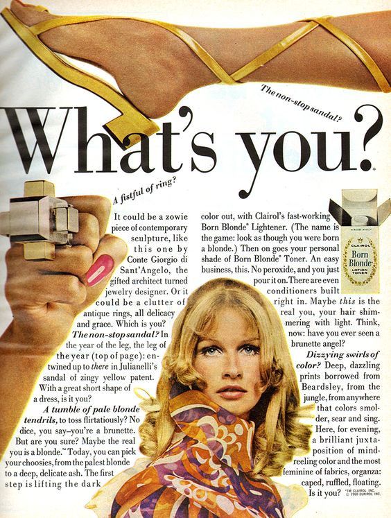 a woman in an ad for the magazine what's you?, with her hand holding