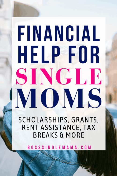 a woman with her head in her hands and the words financial help for single moms
