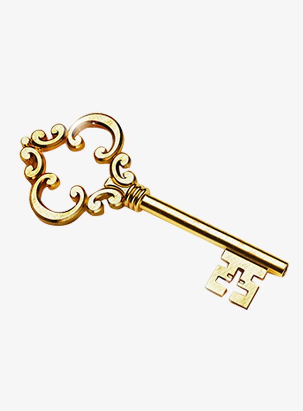a golden key with the letter f on it's side and an ornate design