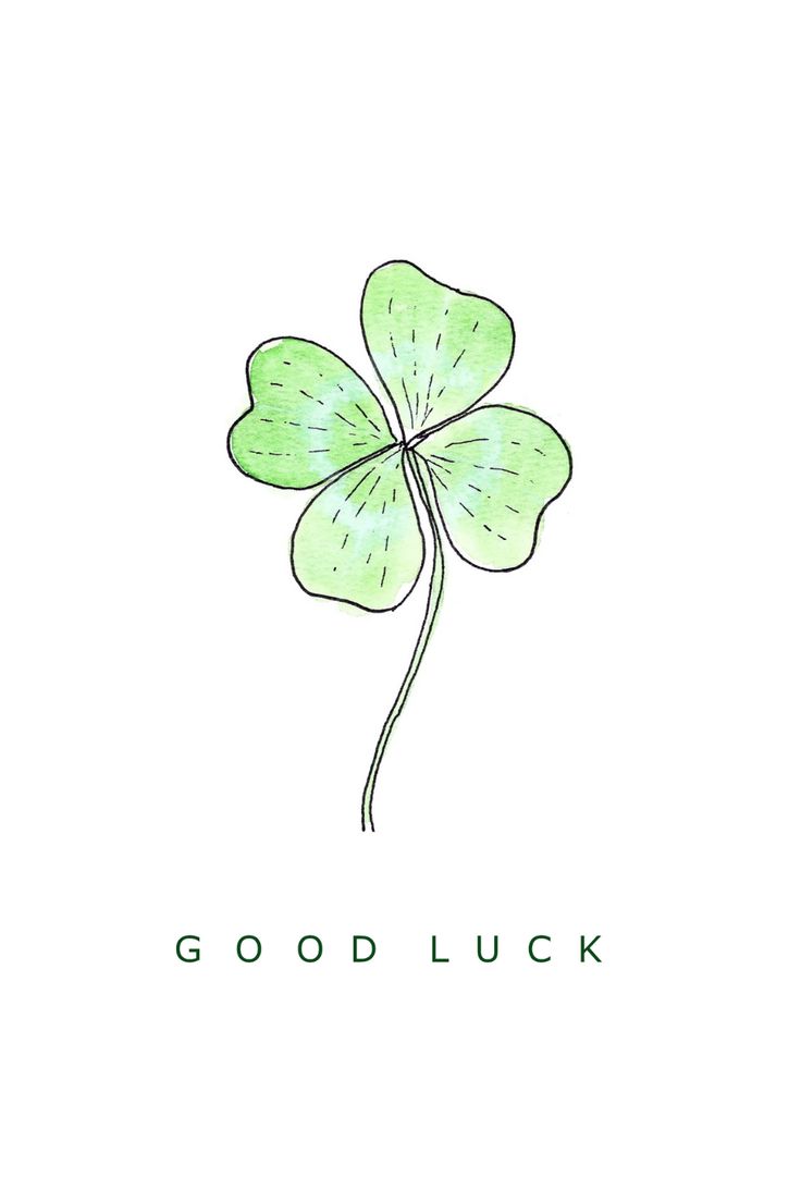 a four leaf clover with the words good luck written below it on a white background