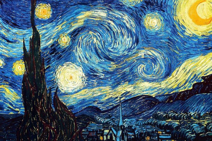 the starry night is shown in this painting