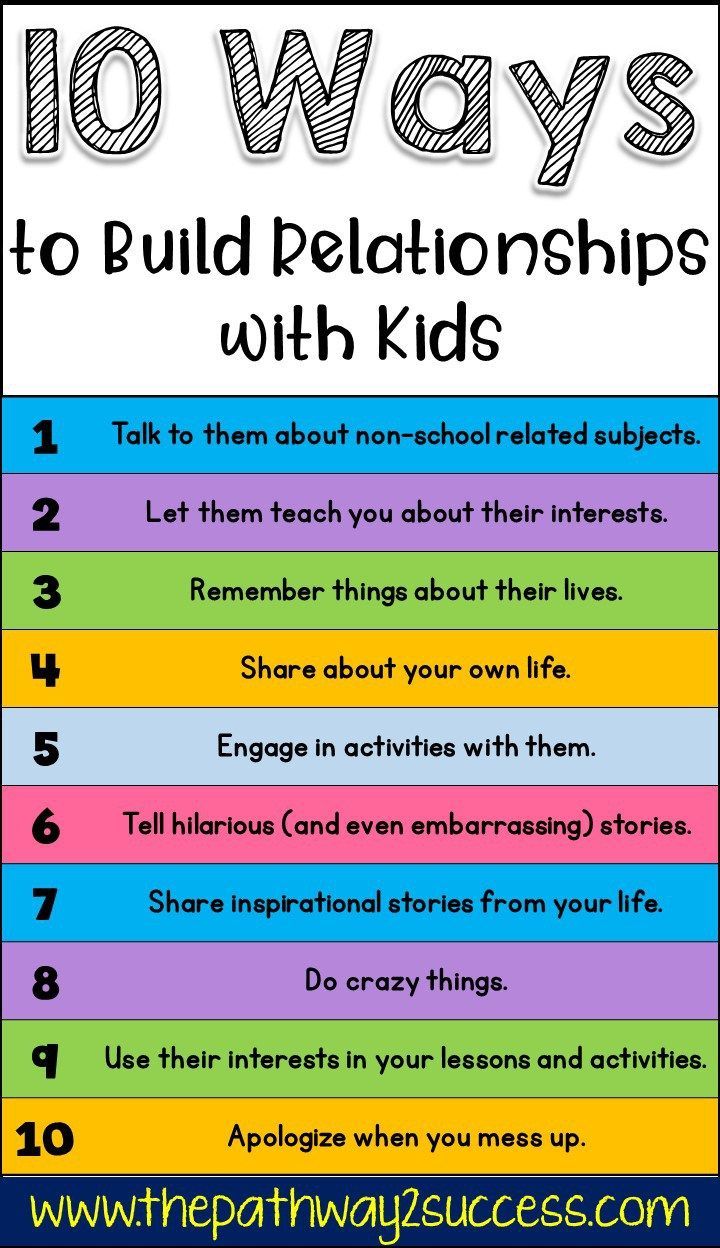 a poster with the words 10 ways to build pelatonships with kids