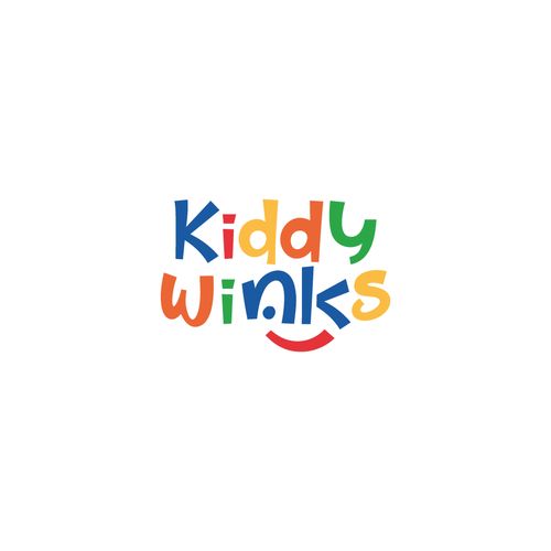 the logo for kiddy winks is shown in multicolored letters on a white background