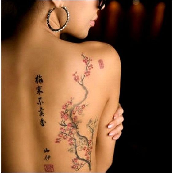 the back of a woman with tattoos on her body