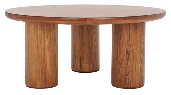 a round wooden table with three legs