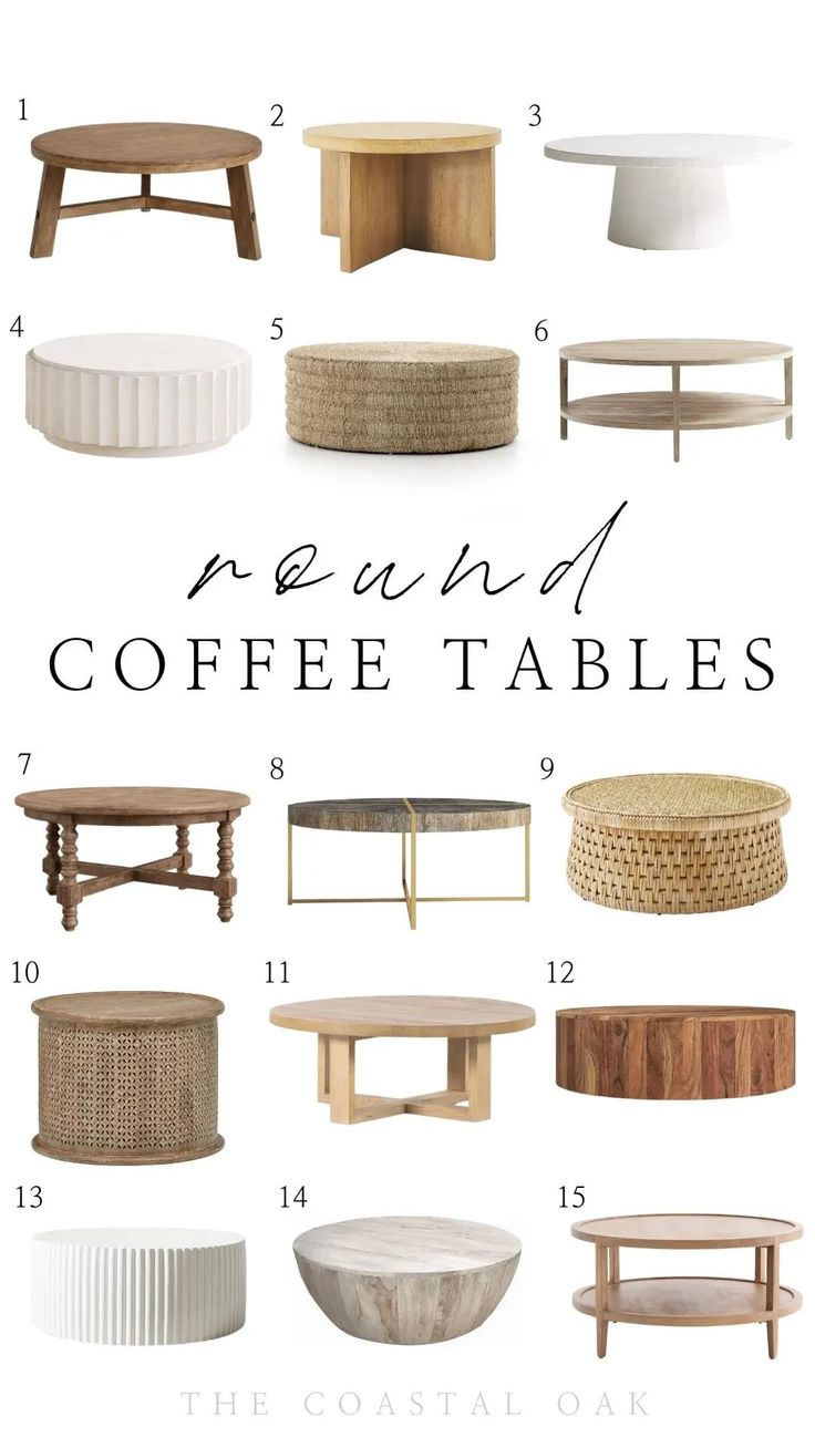 coffee tables with text overlaying the top
