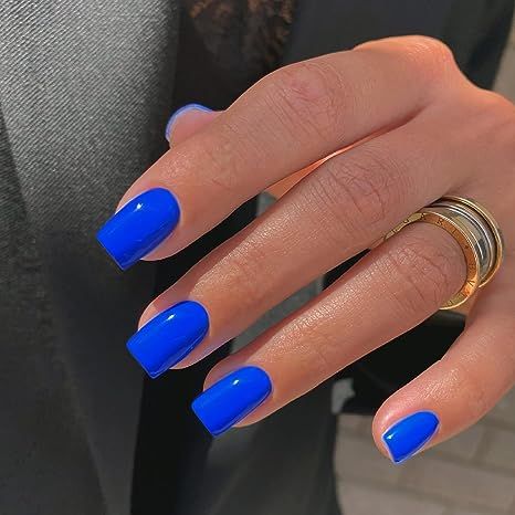Blue Nail, Acrylics, Square Gel Nails, Simple Gel Nails, Coffin Acrylic Nails, Acrylic Nails For Summer, Square Acrylic Nails, Coffin Nails Short, Short Square Acrylic Nails