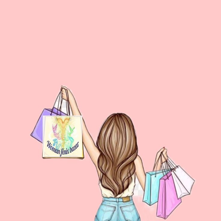 a woman holding shopping bags and looking up at the sky with her arms in the air