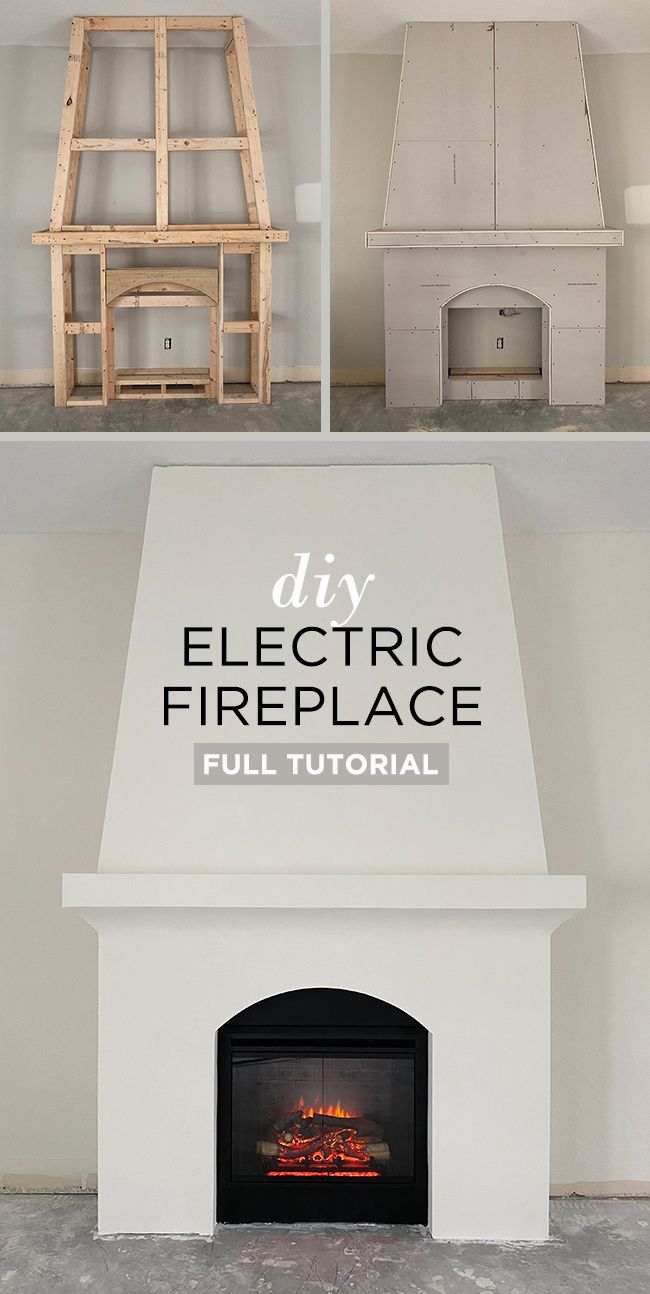 four different fireplaces with the words diy electric fireplace