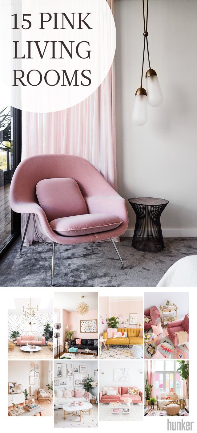 the pink living room is filled with modern furniture and decor, as well as accessories