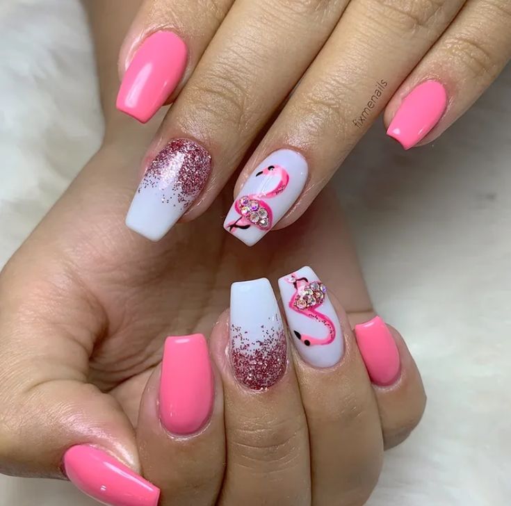 flamingo nails Pink, Art, Nail Designs, Design, Flamingo Nails, Fun Nails, Nail Designs Summer, Nail Inspo, Short Nails Art