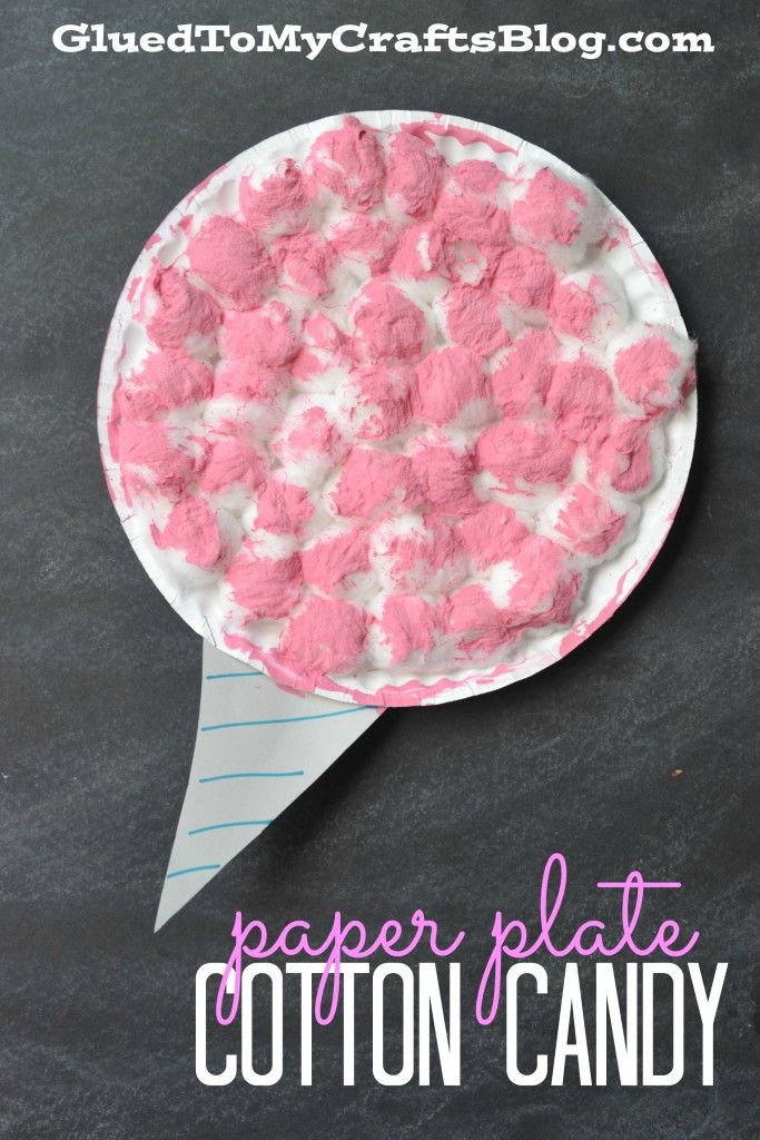 this paper plate cotton candy craft is so cute and easy to make it's perfect for