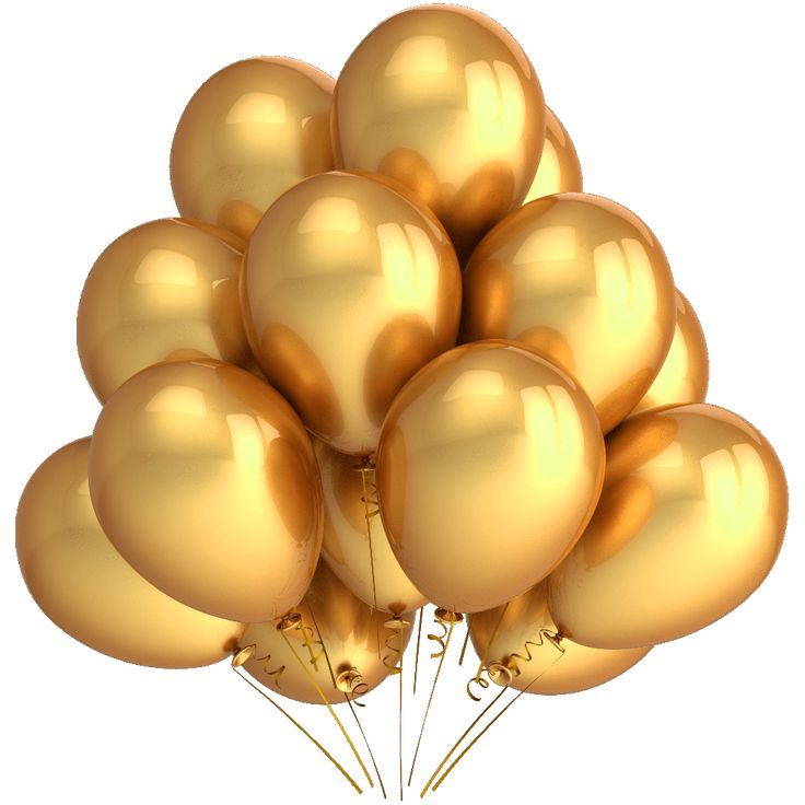 a bunch of shiny gold balloons floating in the air