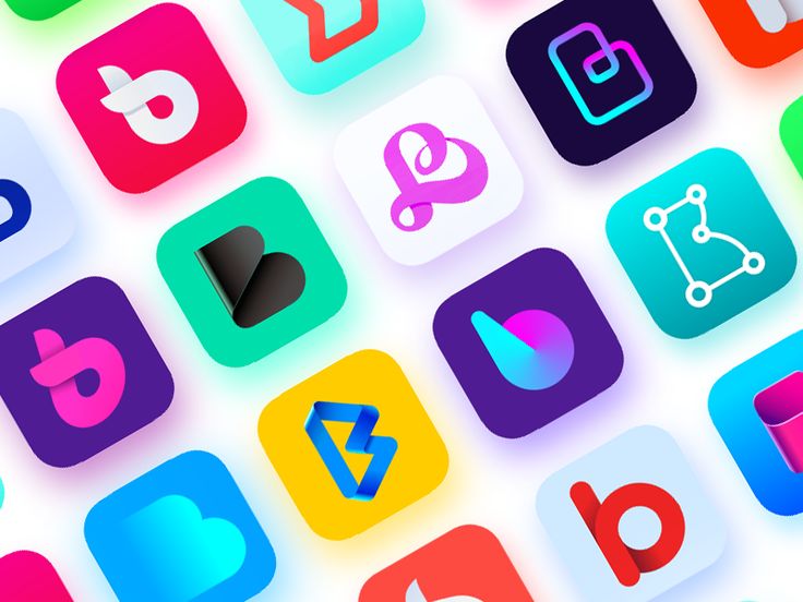 many different colored app icons on a white background