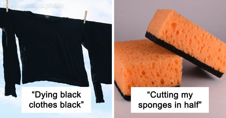 there are two pictures with words describing how to use sponges in clothing drying clothes