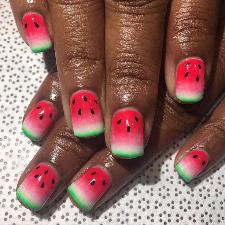 Nail Art Designs, Design, Watermelon Nail Designs, July 4th Nails Designs, Sponge Nail Art, Watermelon Nail Art, Fruit Nail Designs, Watermelon Nails, Hollywood Style