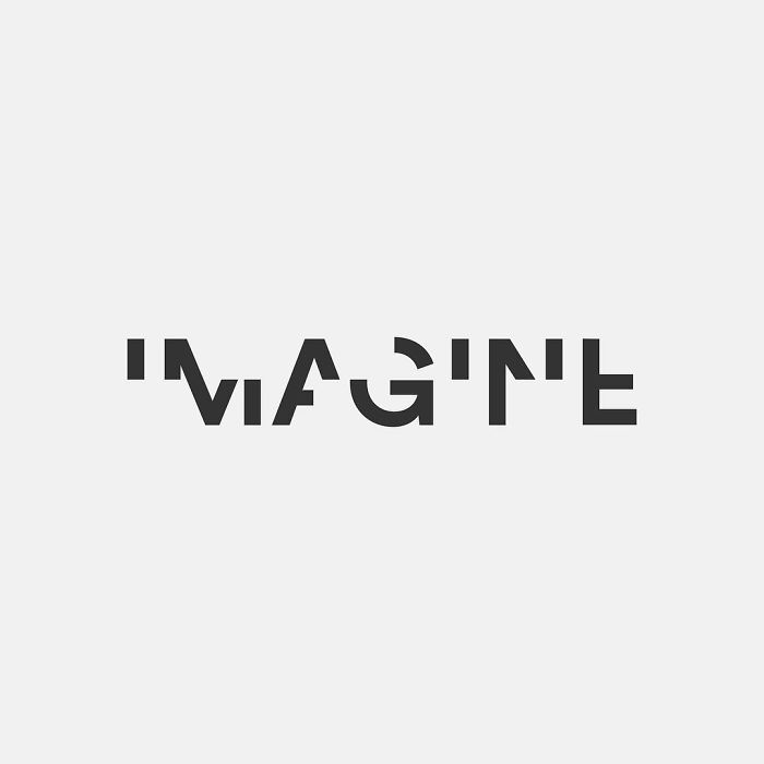 the word imagine written in black on a white background