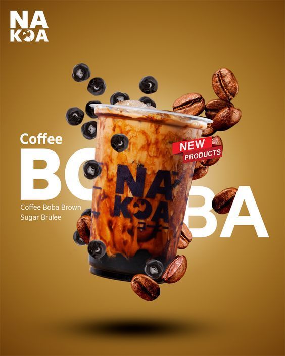 a coffee cup with beans coming out of it and the words bona on top