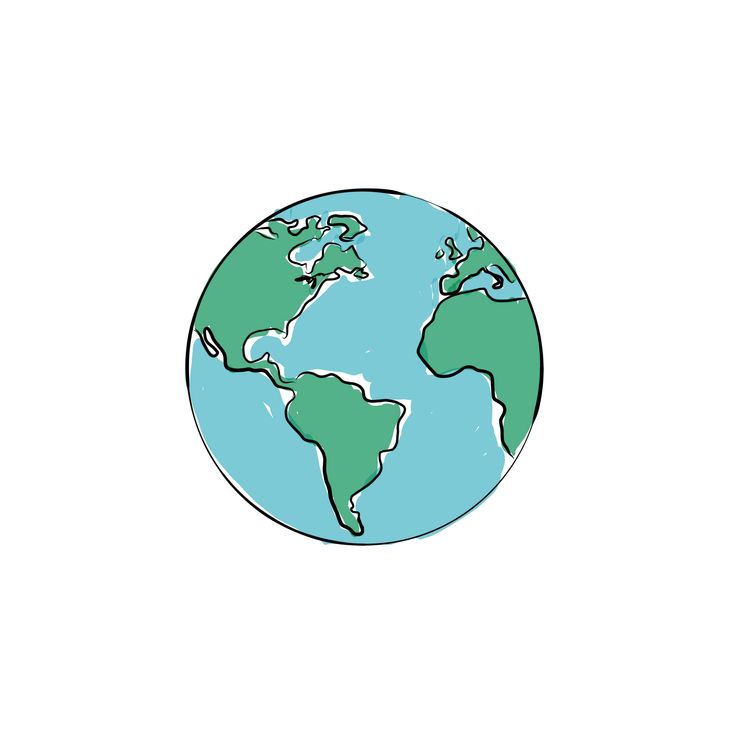 a drawing of the earth in green and blue