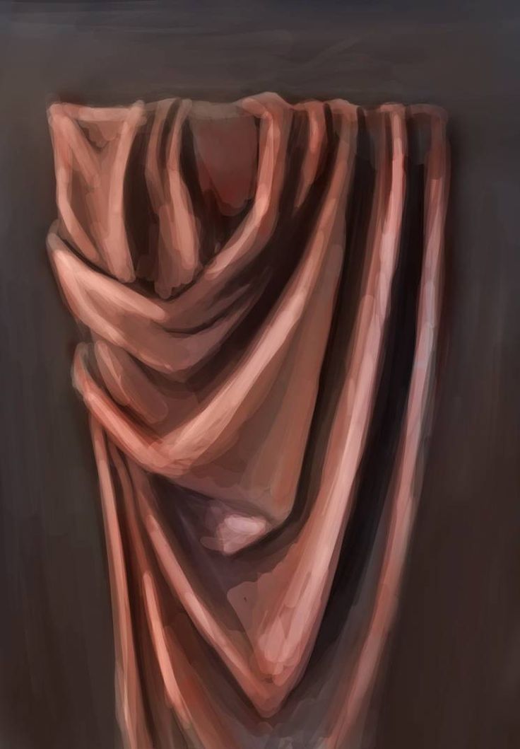 an abstract painting of a pink cloth hanging on a wall