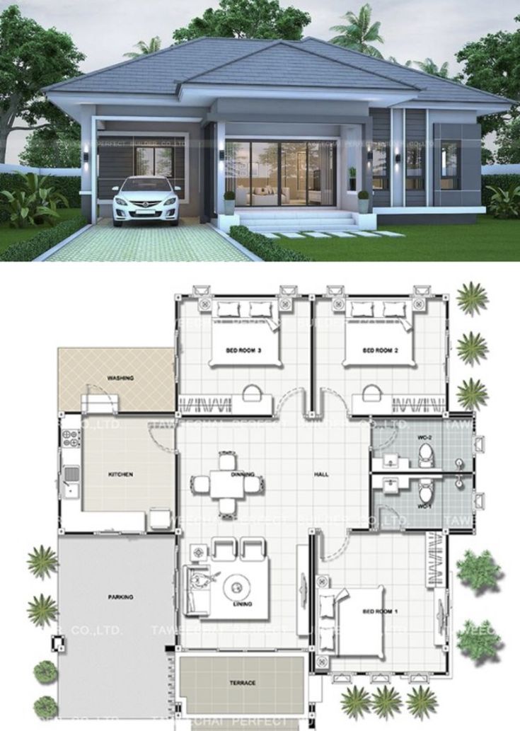 two story house plans with three bedroom and one bathroom in the middle, an open floor plan