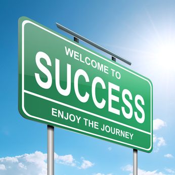a green sign that says welcome to success and enjoy the journey on it's side