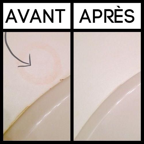 there are two pictures showing how to clean a toilet with the words avant apres on it