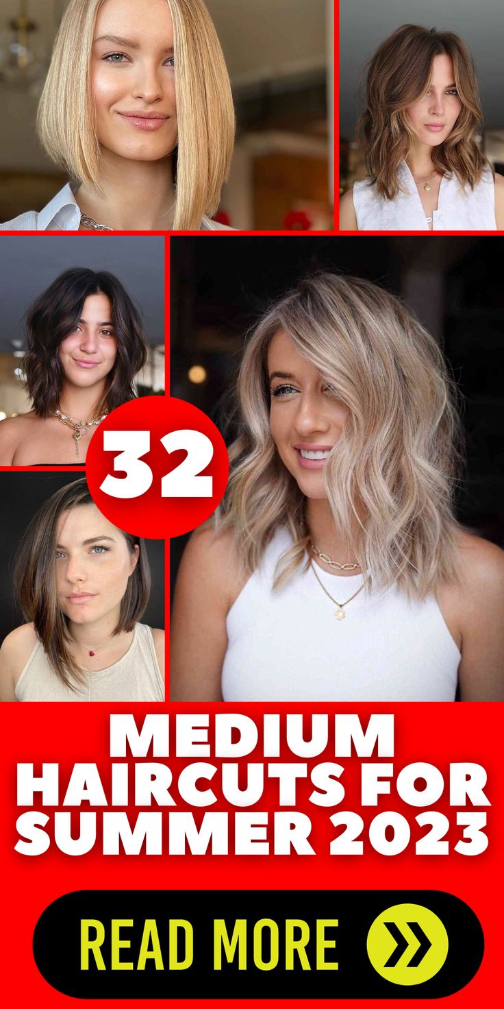 This summer 2023, medium length haircuts are stealing the spotlight with their versatility and style. From easy, low-maintenance looks to chic and sophisticated cuts, there's a medium length hairstyle for everyone.

Explore highlights for brown hair to add depth and dimension to your medium length locks. Consider medium length hairstyles that flatter those with round faces or over 40, ensuring you look stunning no matter your age or face shape. Ideas, Medium Length Haircuts, Medium Haircuts For Straight Hair, Midlength Haircuts, Med Length Haircuts, Mid Length Hair Styles For Women, Medium Length Hair Styles, Medium Length Hair With Layers Straight, Haircuts For Round Faces