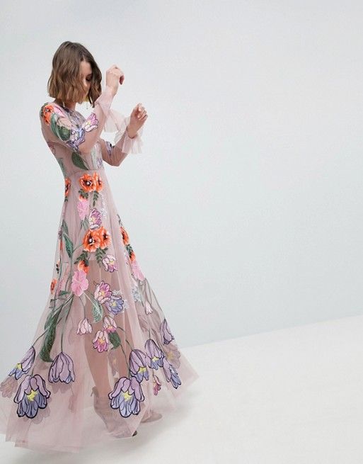 ASOS Edition | ASOS EDITION Embroidered Floral Maxi Dress Boho, Clothing, Models, Tulle, Beautiful Dresses, Dress, Outfit, Vestidos, Moda
